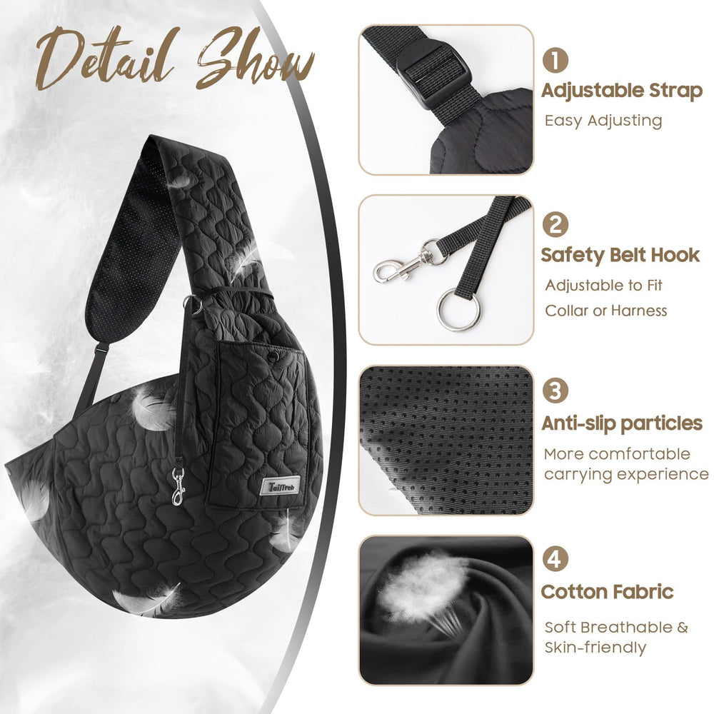 JourCraf dog sling side pocket highlights hands-free essentials while outside