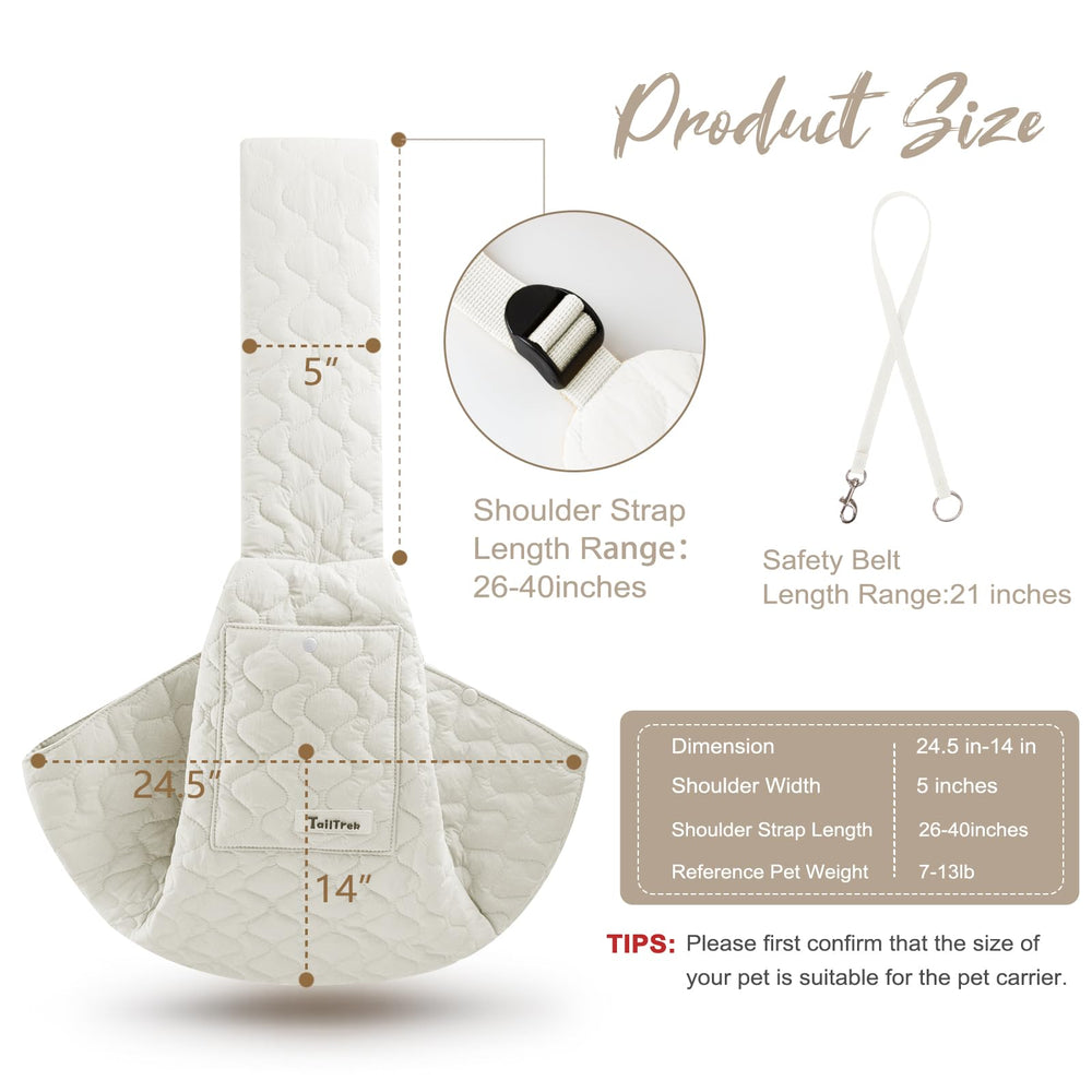 JourCraf Dog Sling side pocket highlights convenient storage for phone and keys during errands.
