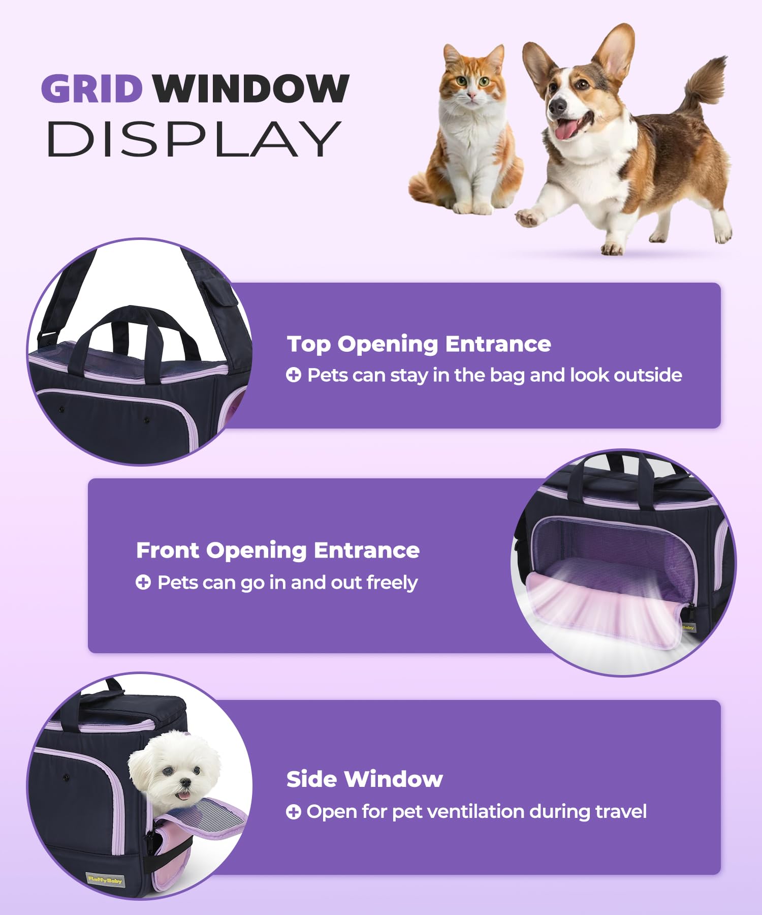 JourCraf carrier features multiple pockets to hold phone, keys, and poop bags.