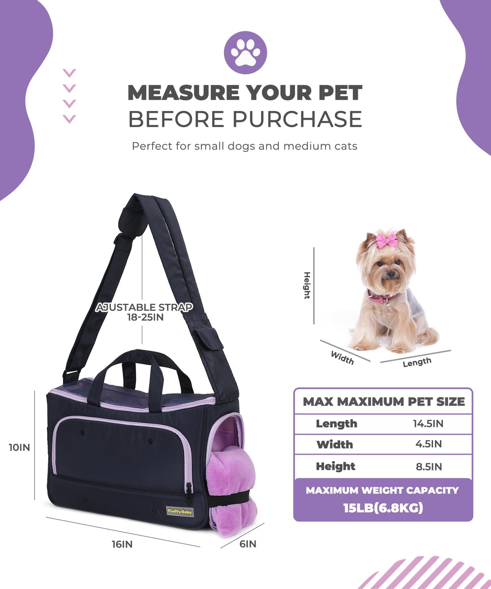 JourCraf small dog sling carrier strap detail shows padded shoulder strap for comfortable carry.