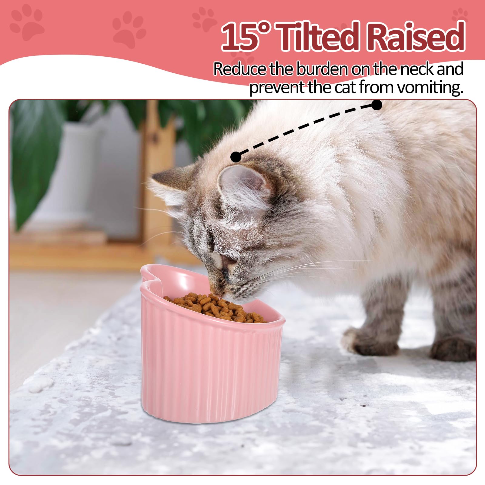 JOUTYFOR anti-vomit whisker-friendly bowl supports gentle meals
