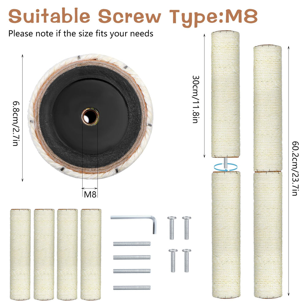JOUTYFOR sisal rope wrapped post provides durable texture for long lasting claw sharpening