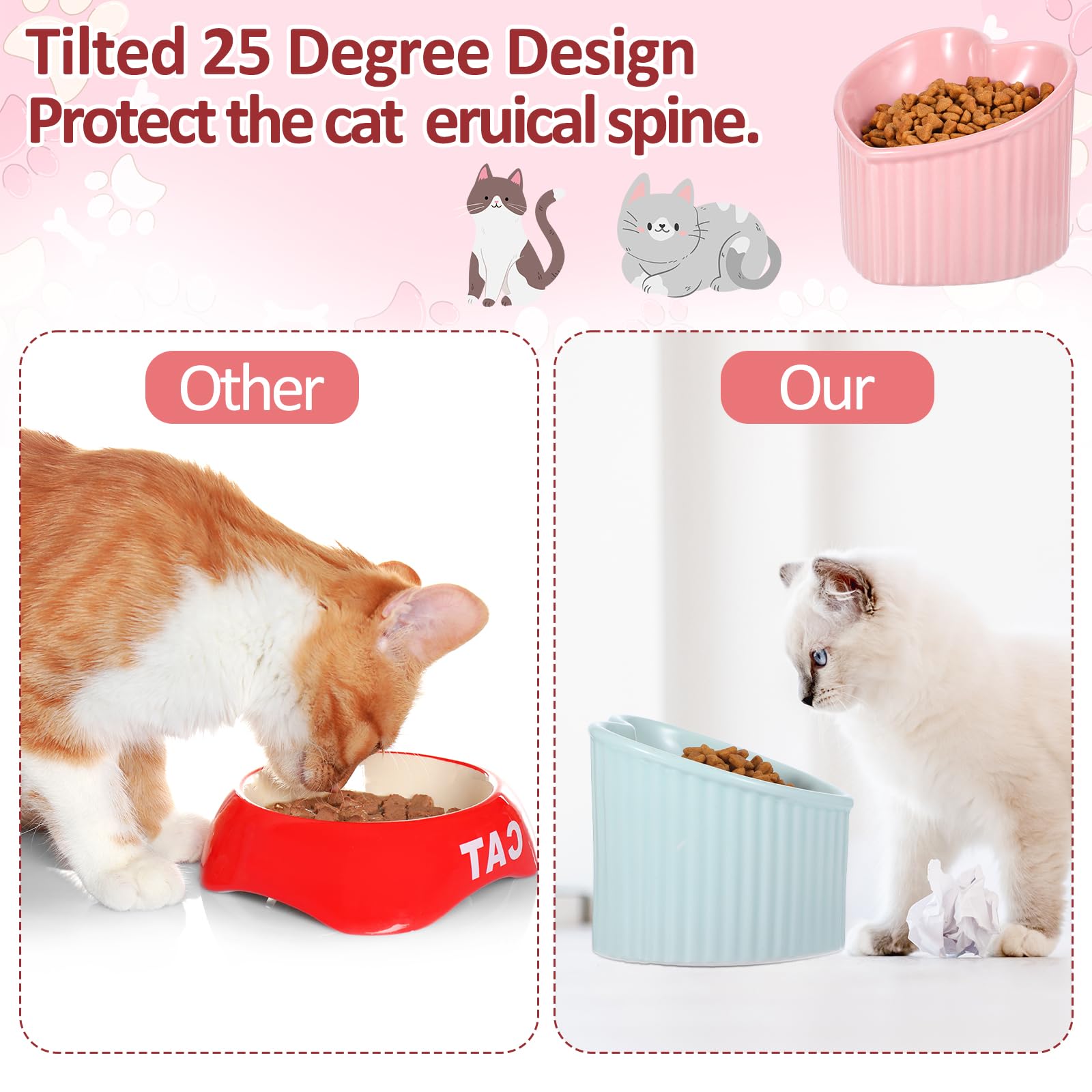 JOUTYFOR two-pack cat bowls for multi-pet households