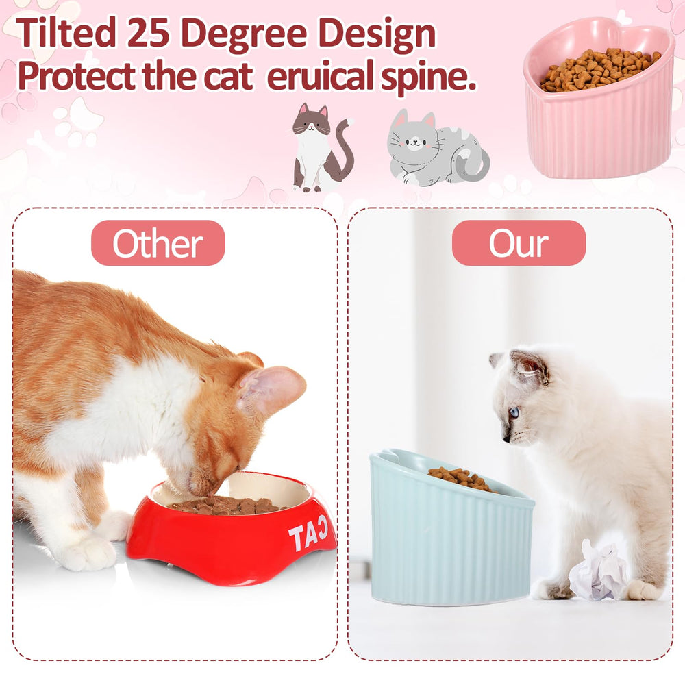 JOUTYFOR two-pack cat bowls for multi-pet households