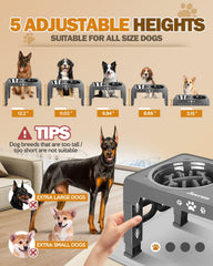 Jovrun elevated dog bowls 5-height setup fits dogs of all sizes