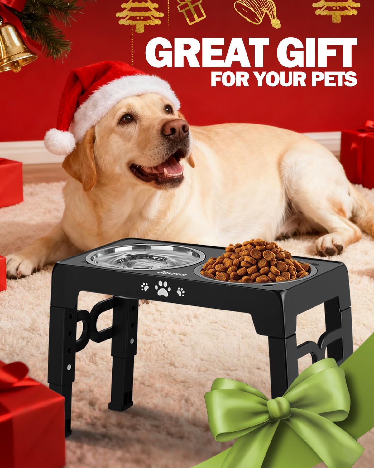 Jovrun elevated dog bowls dishwasher-safe design makes cleanup quick.