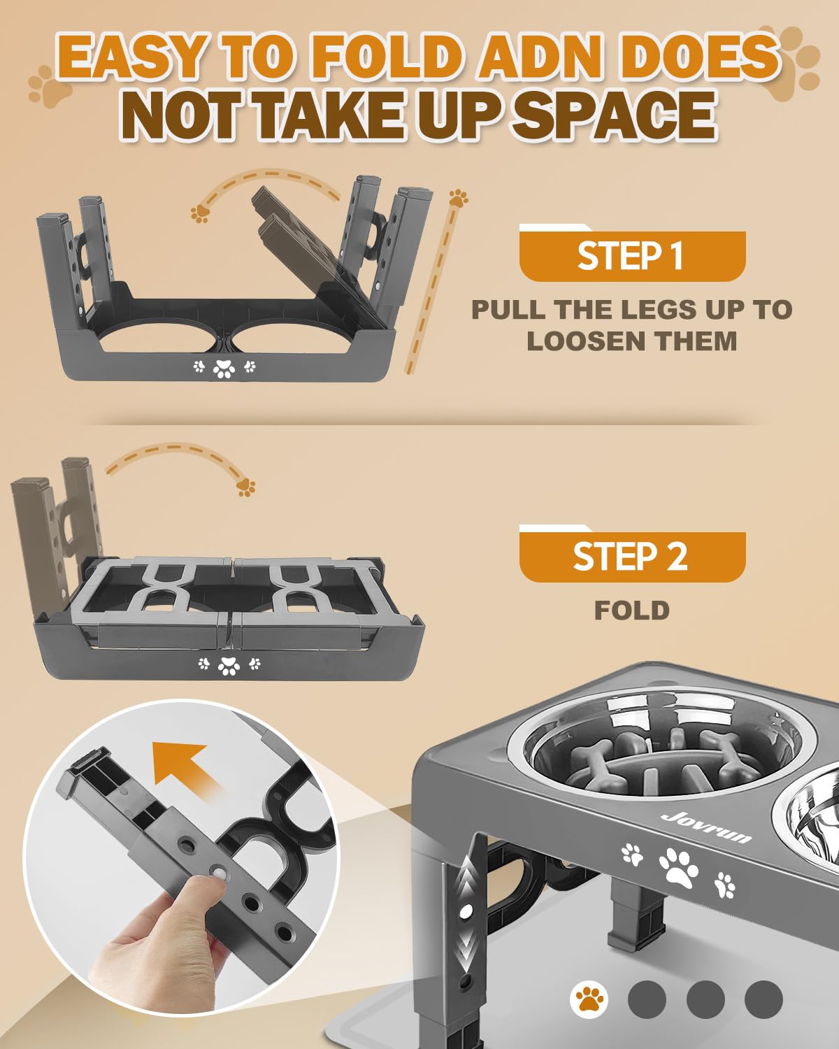 Jovrun elevated dog bowls silicone mat protects floors from spills