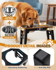 Jovrun elevated dog bowls slow feeder bowl encourages calm, measured eating.