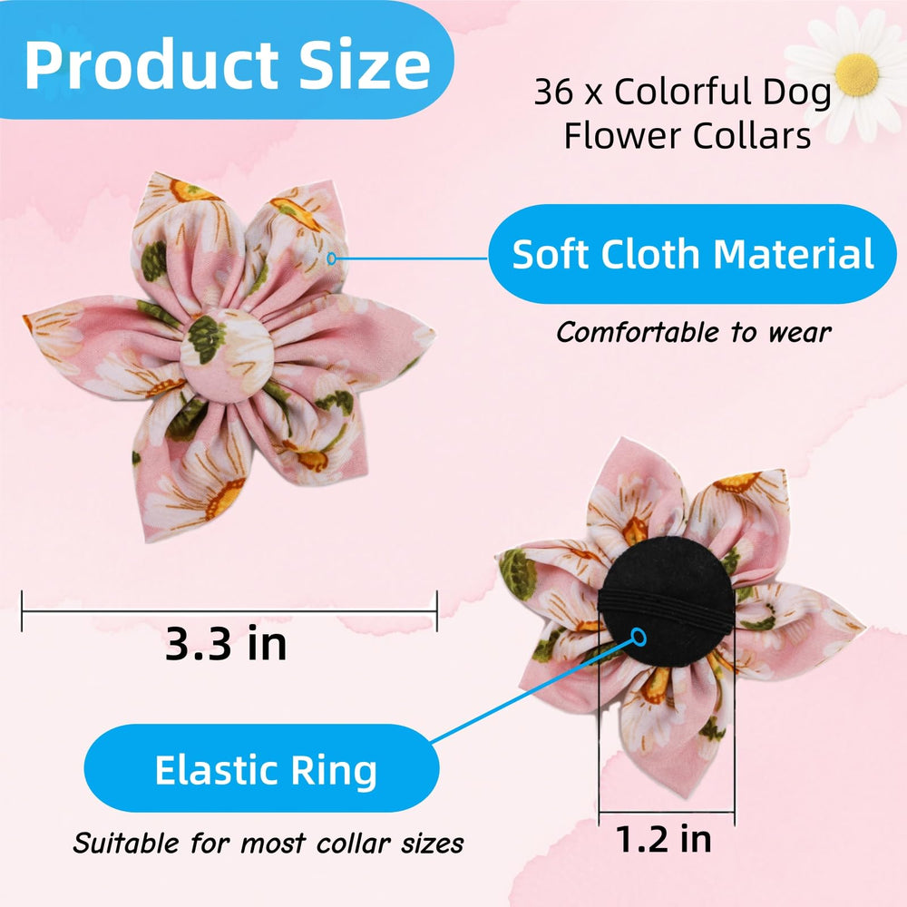 Jowgut adjustable collar flowers attach securely on collars for a comfortable fit.