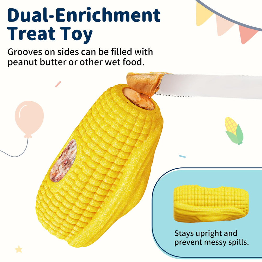 JoyBruko dual enrichment toy grooves for peanut butter and wet foods