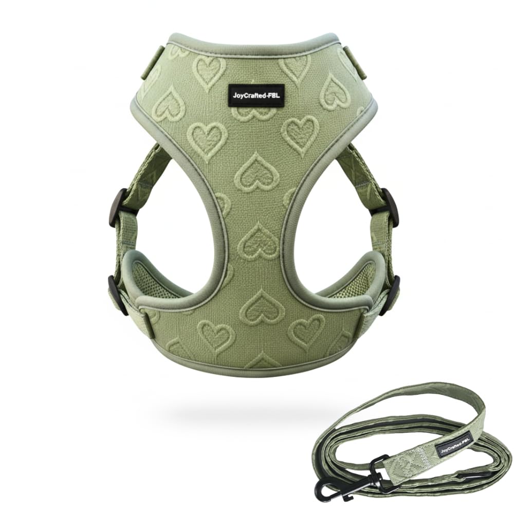 JoyCrafted-FBL no-pull harness front view shows fast on-off benefits.