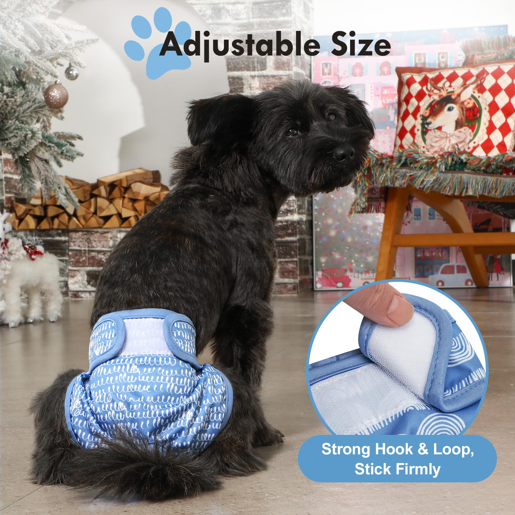 JoyDaog blue pattern diaper highlighting reusable, durable design.
