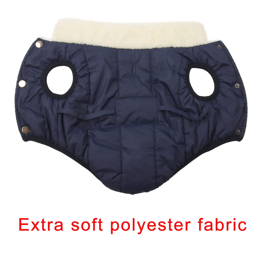 JoyDaog fleece-lined dog coat close-up shows soft interior for cozy warmth.