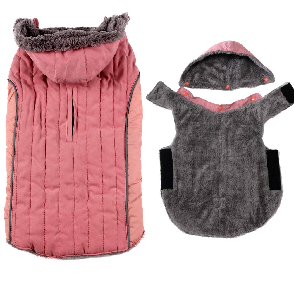 JoyDaog fleece dog hoodie with detachable hood for cold outdoor protection