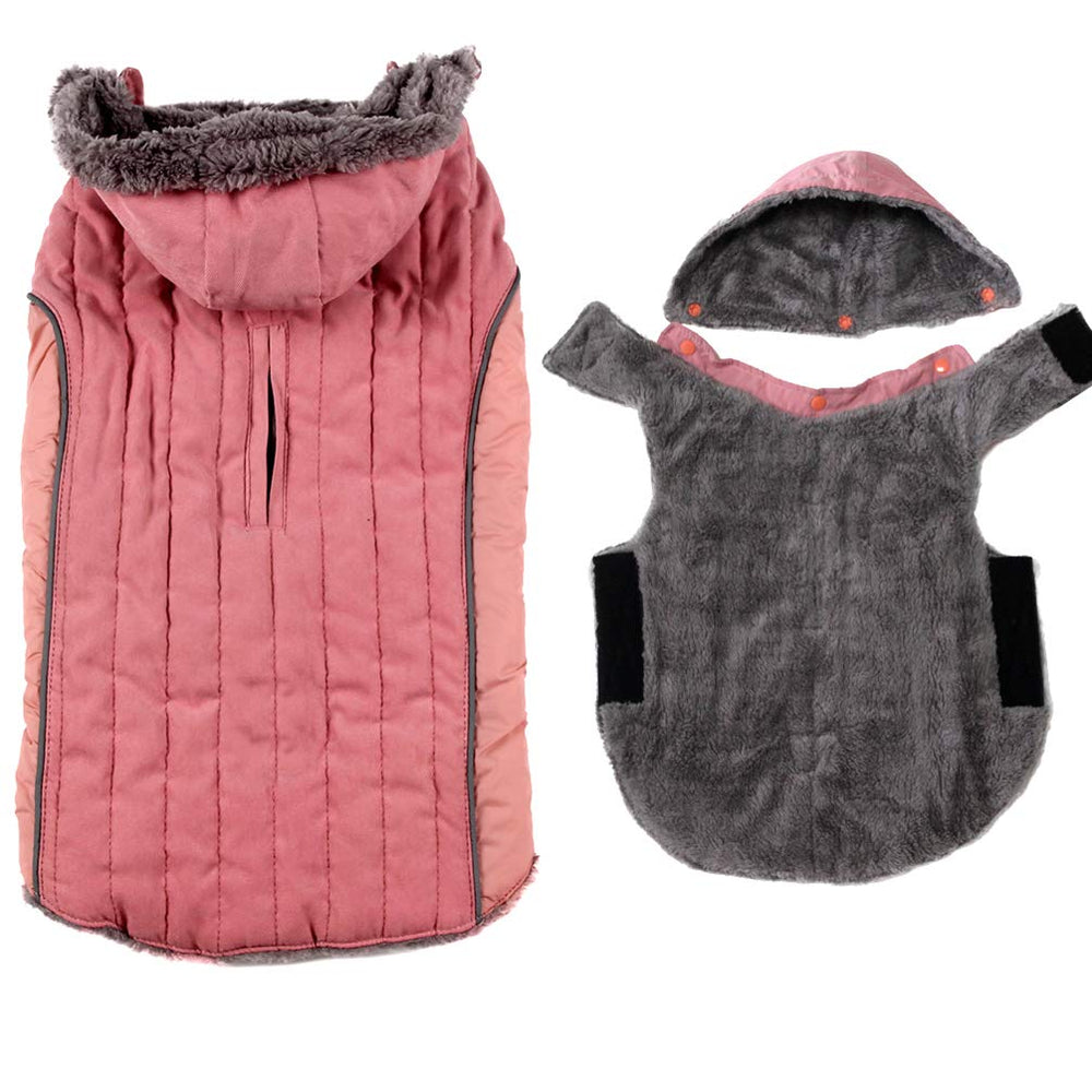 JoyDaog fleece dog hoodie with detachable hood for cold outdoor protection