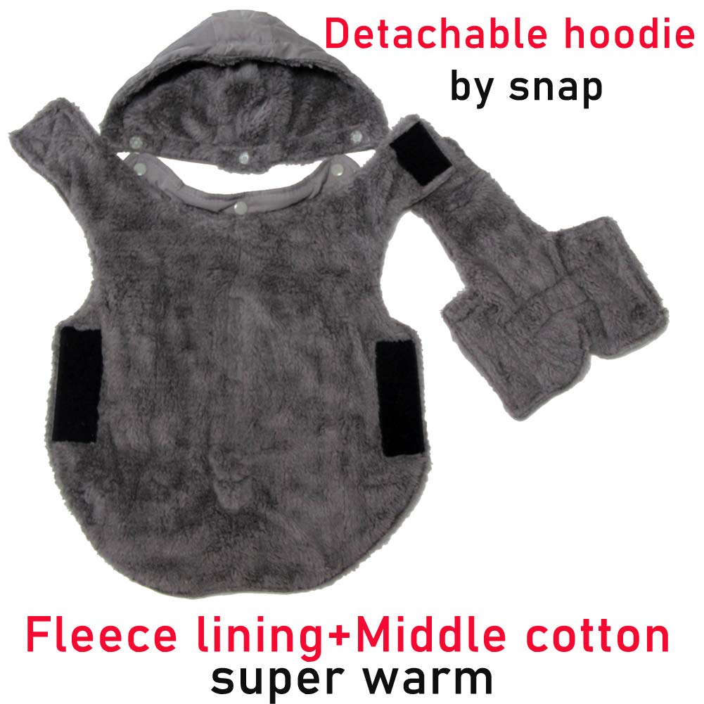 JoyDaog fleece dog hoodie gray adjustable waist for comfortable fit