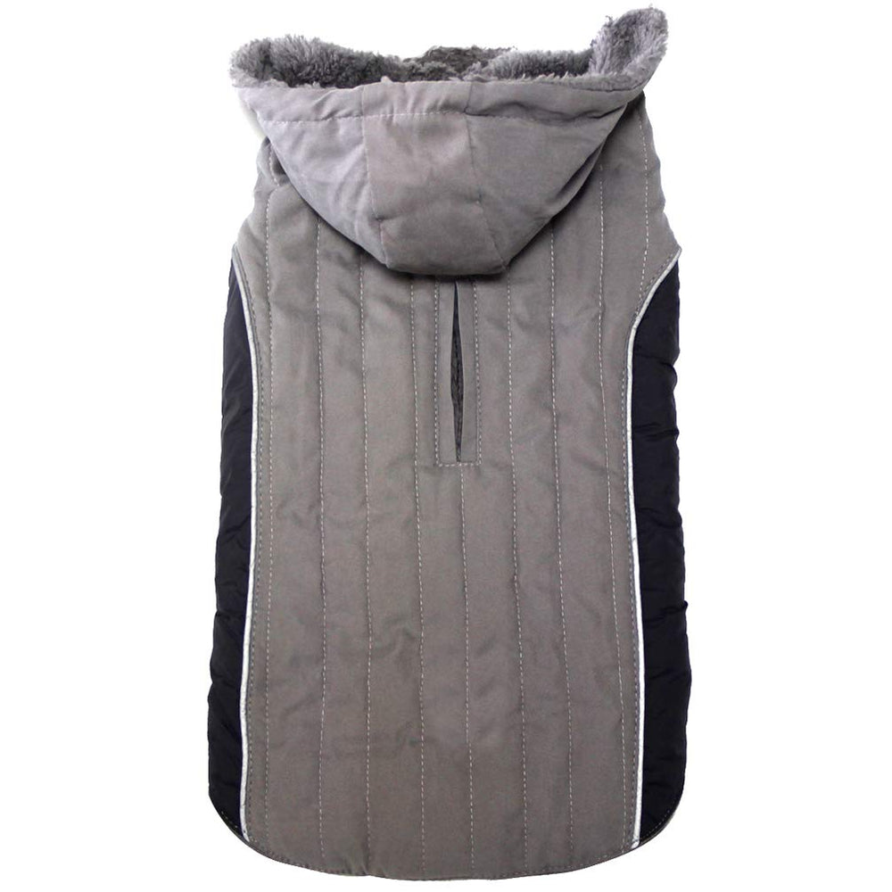JoyDaog fleece dog hoodie gray XL on a large dog for warm winter protection