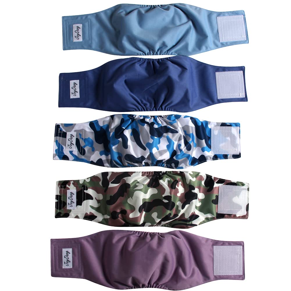 JoyDaog reusable dog belly band L waist-fit for male dogs, secure during activity.
