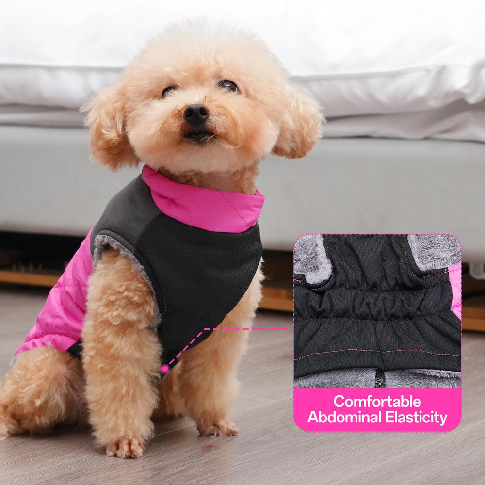 JoyDaog warm fleece dog coat pink size L chest guide.