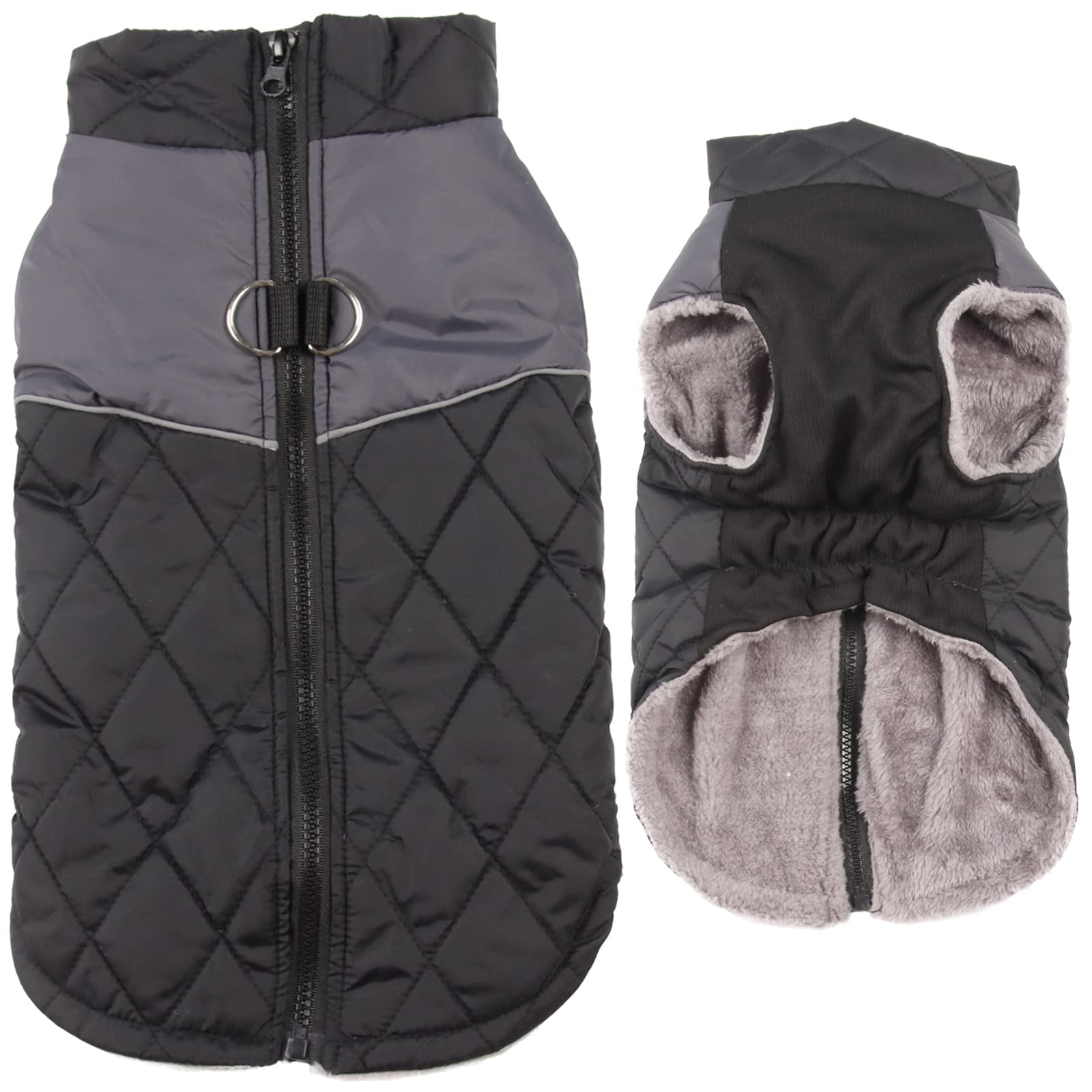JoyDaog warm fleece lining coats small dogs with cozy warmth during winter walks.