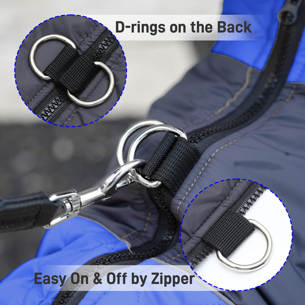 JoyDaog blue-grey waterproof fabric close-up emphasizing rain protection and durability