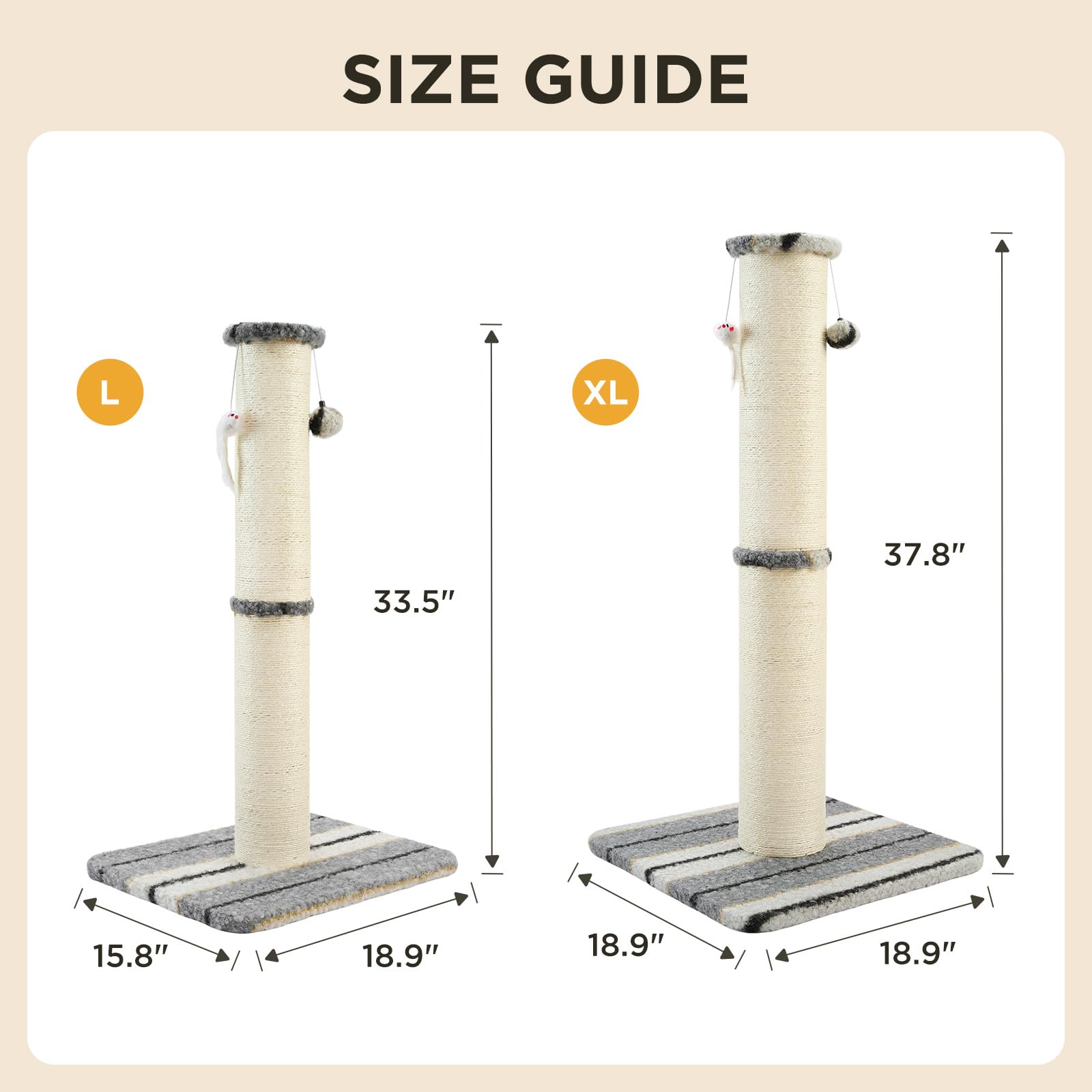 Joydeco multi-surface post provides varied scratching options to keep cats engaged.