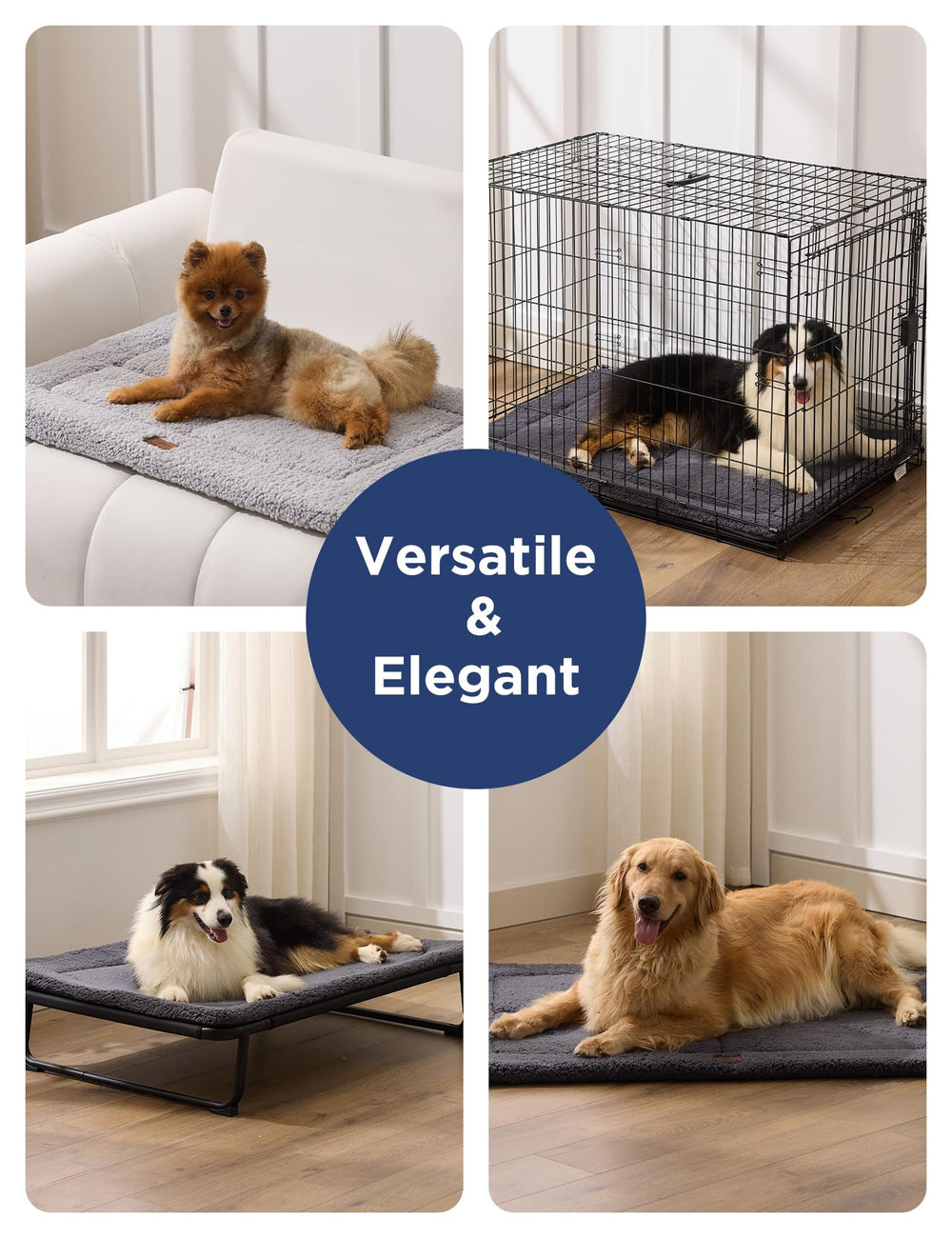 Joydeco dog crate mat in kennel demonstrates versatile in-crate comfort