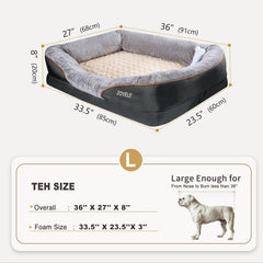 JOYELF Large Memory Foam Dog Bed memory-foam base close-up highlighting contouring support.