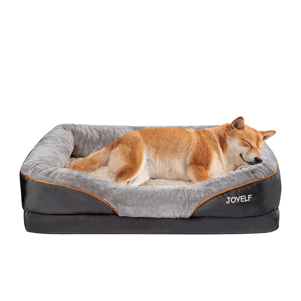 JOYELF Large Memory Foam Dog Bed top view shows plush surface and anti-slip base.