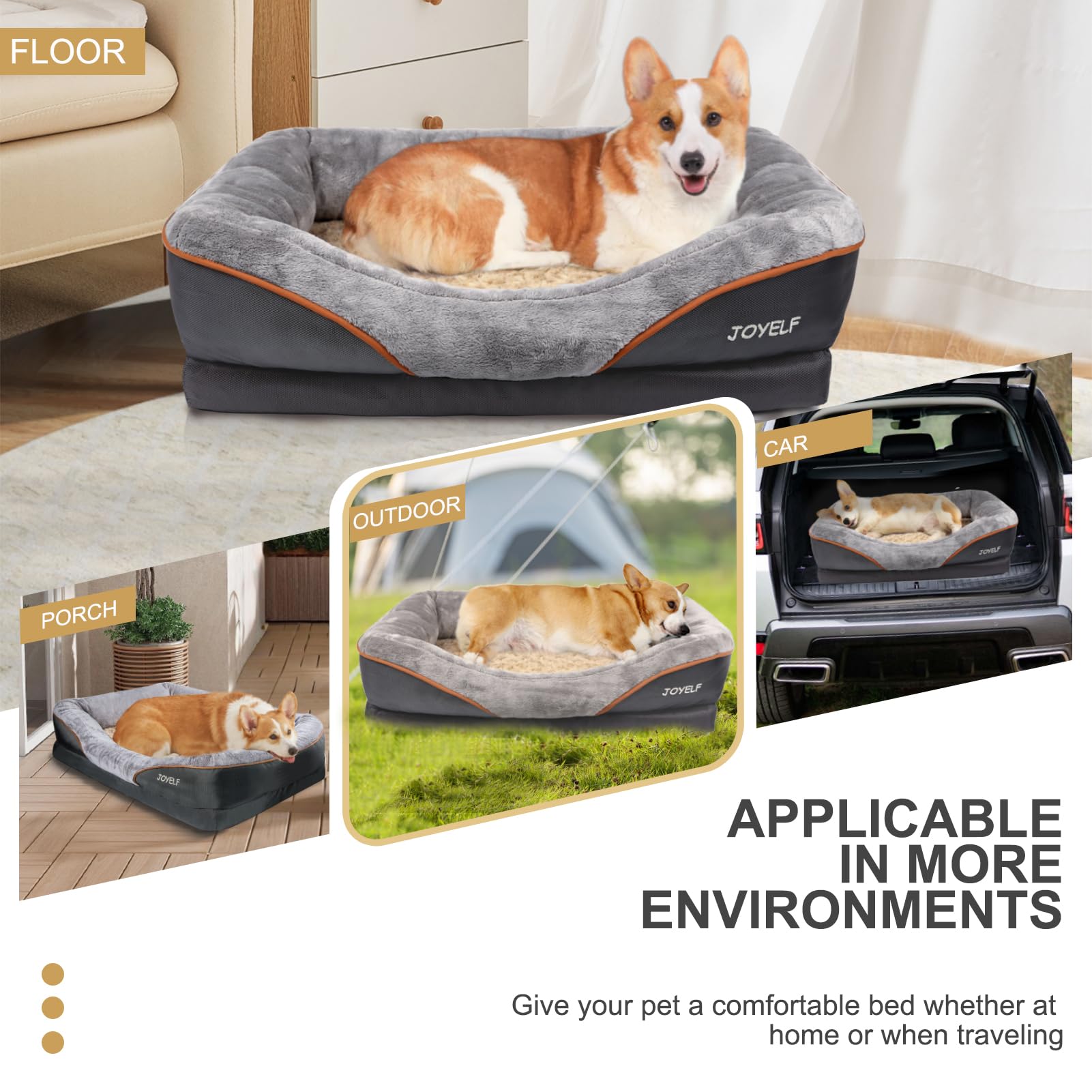 JOYELF XLarge memory foam bed removable liner protects foam