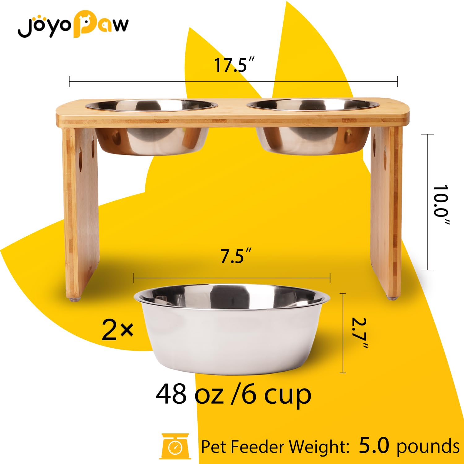 JOYOPAW bamboo dog feeder frame highlights natural finish and clean design