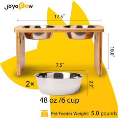 JOYOPAW bamboo dog feeder frame highlights natural finish and clean design