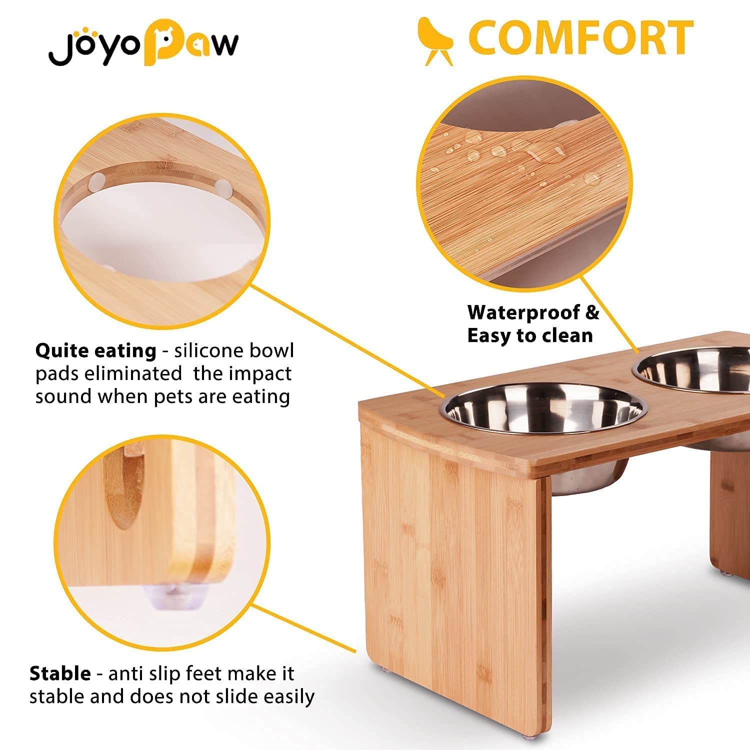 JOYOPAW stainless steel bowls set includes two bowls for easy feeding