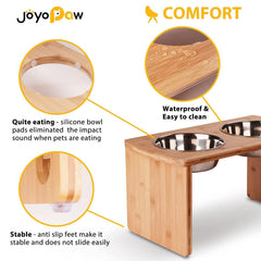 JOYOPAW stainless steel bowls set includes two bowls for easy feeding