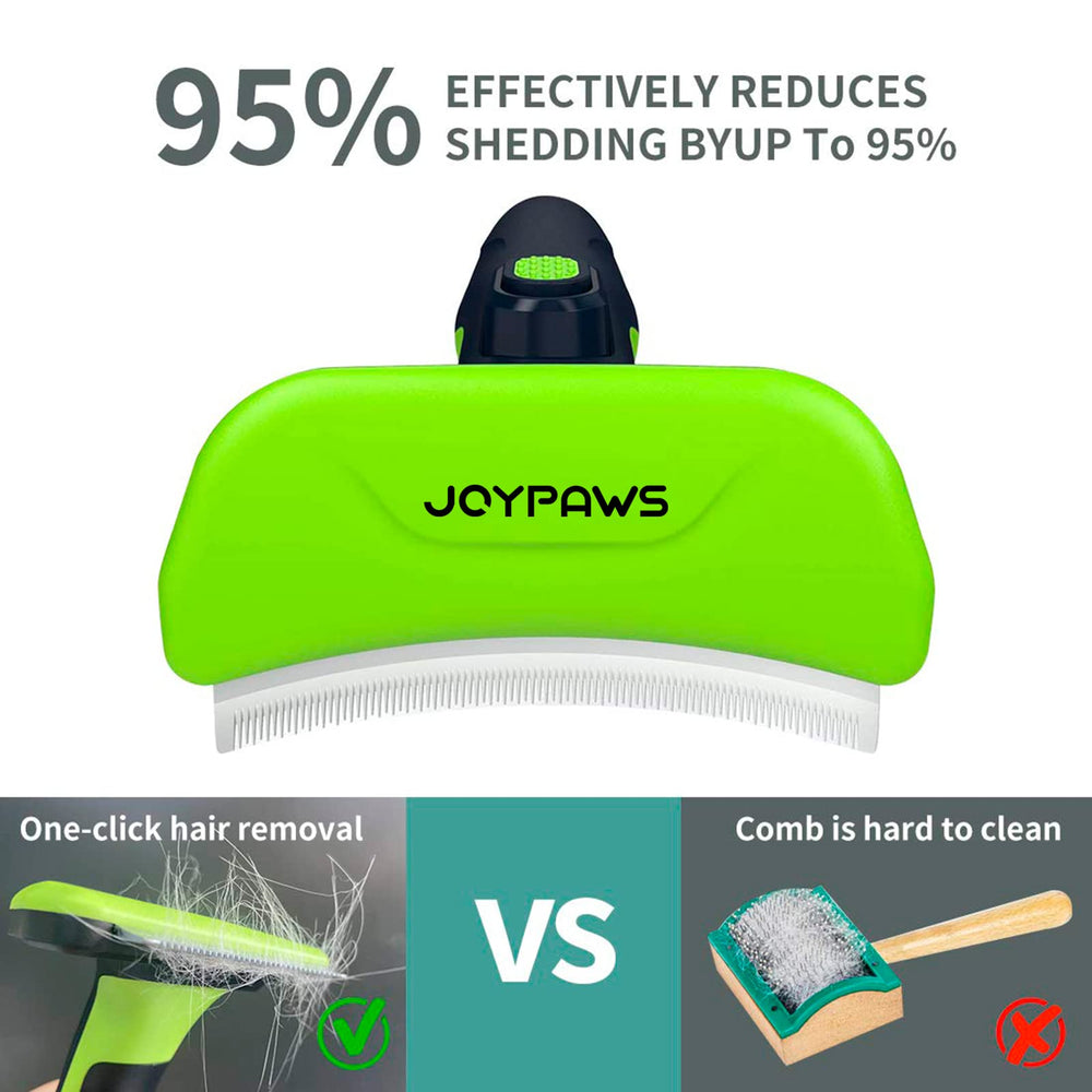 JoyPaws brush used on a medium dog and cat, suitable for different coat lengths to simplify grooming