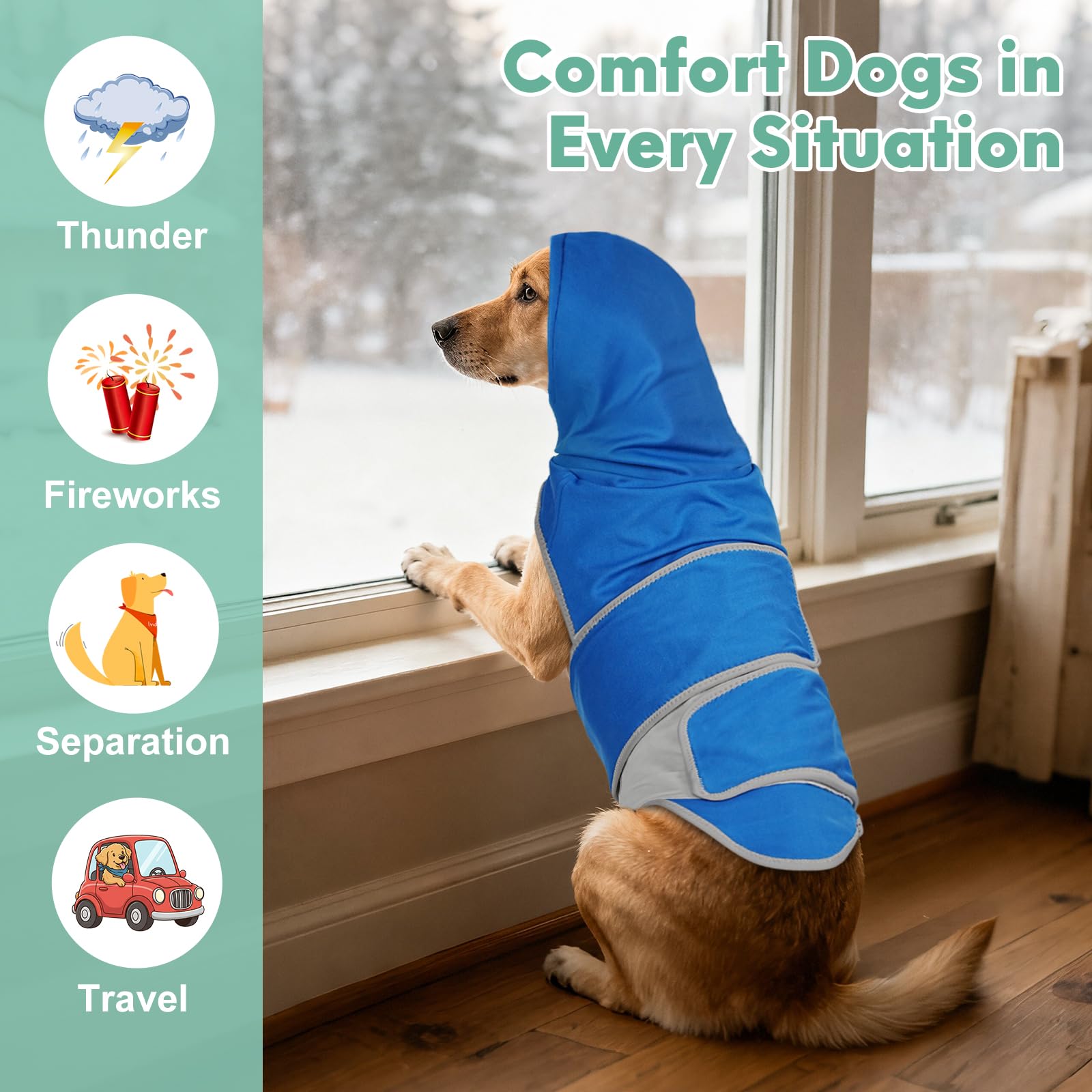Joypig anxiety vest noise-hood blocks loud sounds for calmer walks