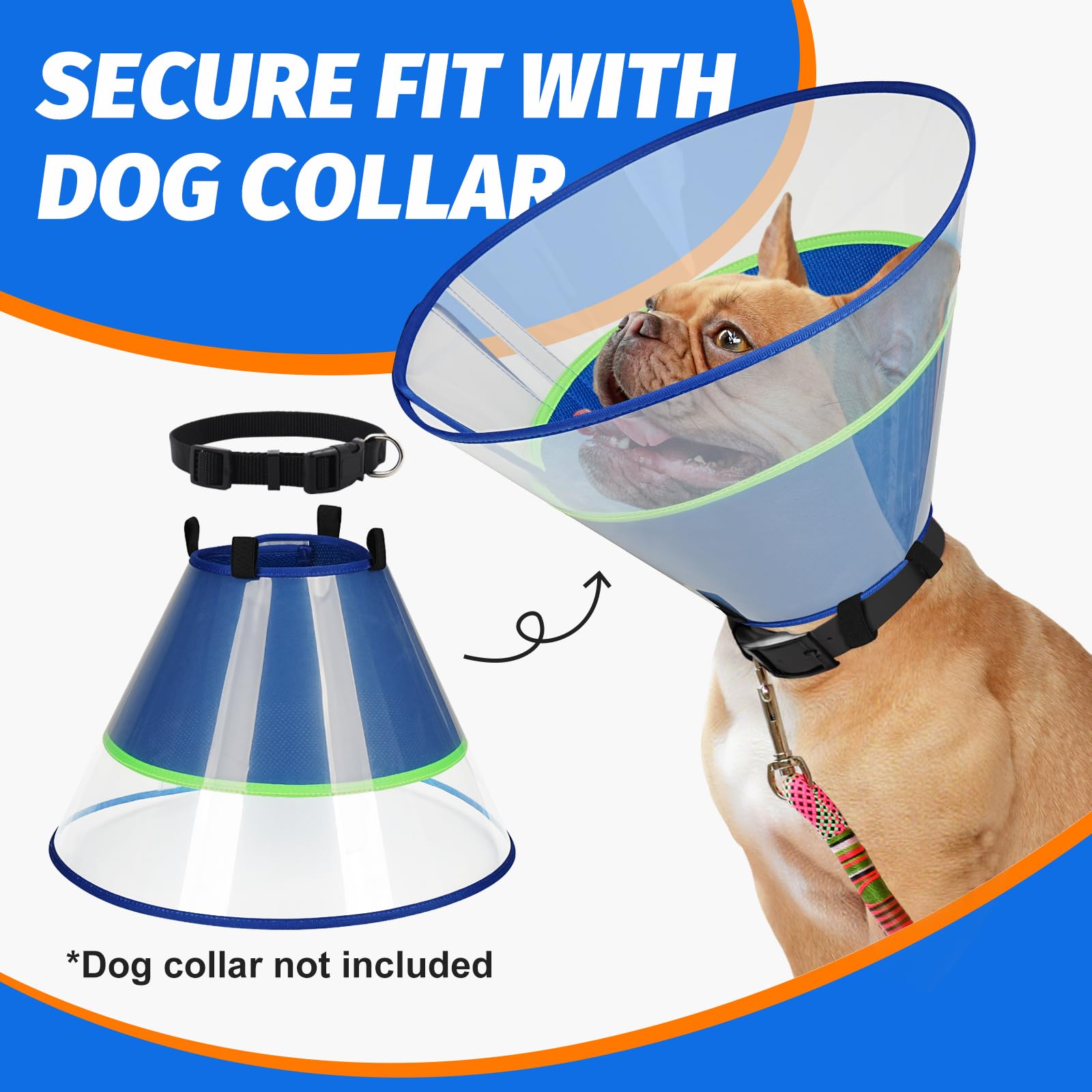 Joypig dog cone bottom fixing strap prevents slipping during daily activity.