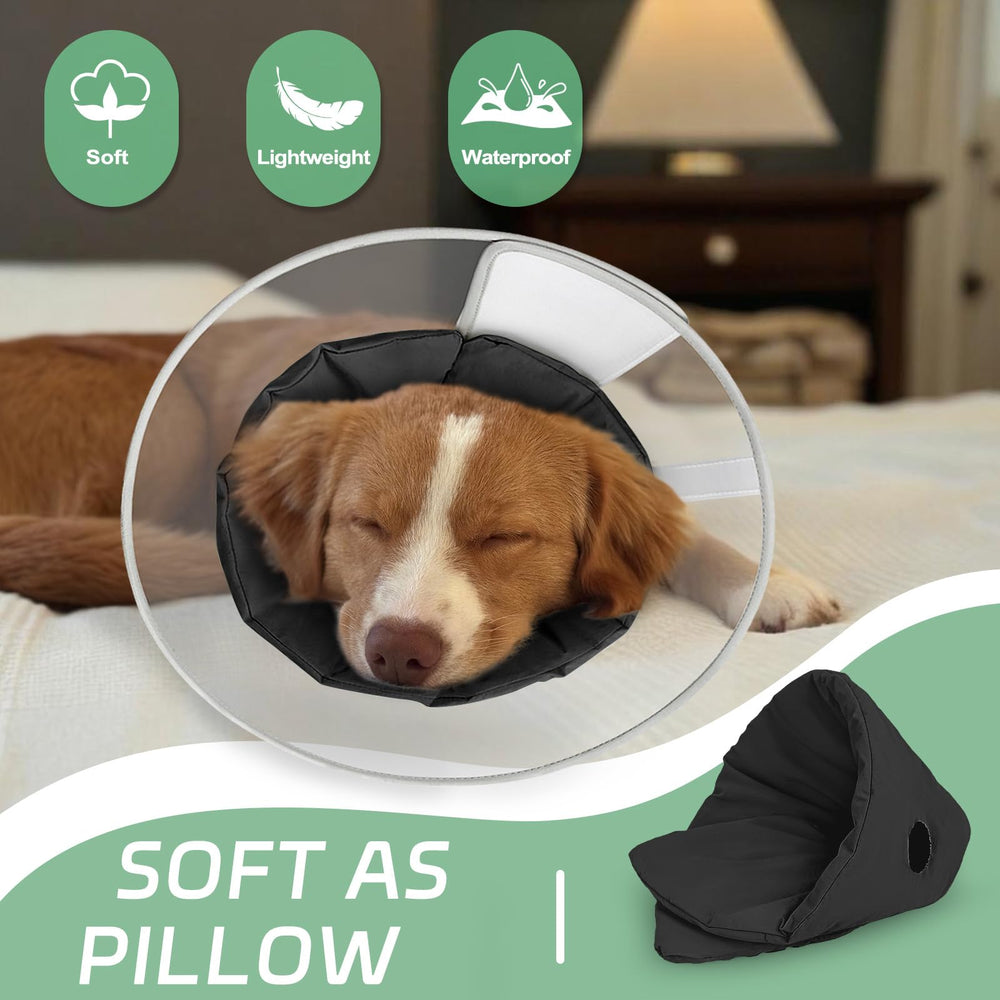Joypig dog cone collar with removable soft pad doubles as a cozy recovery pillow.