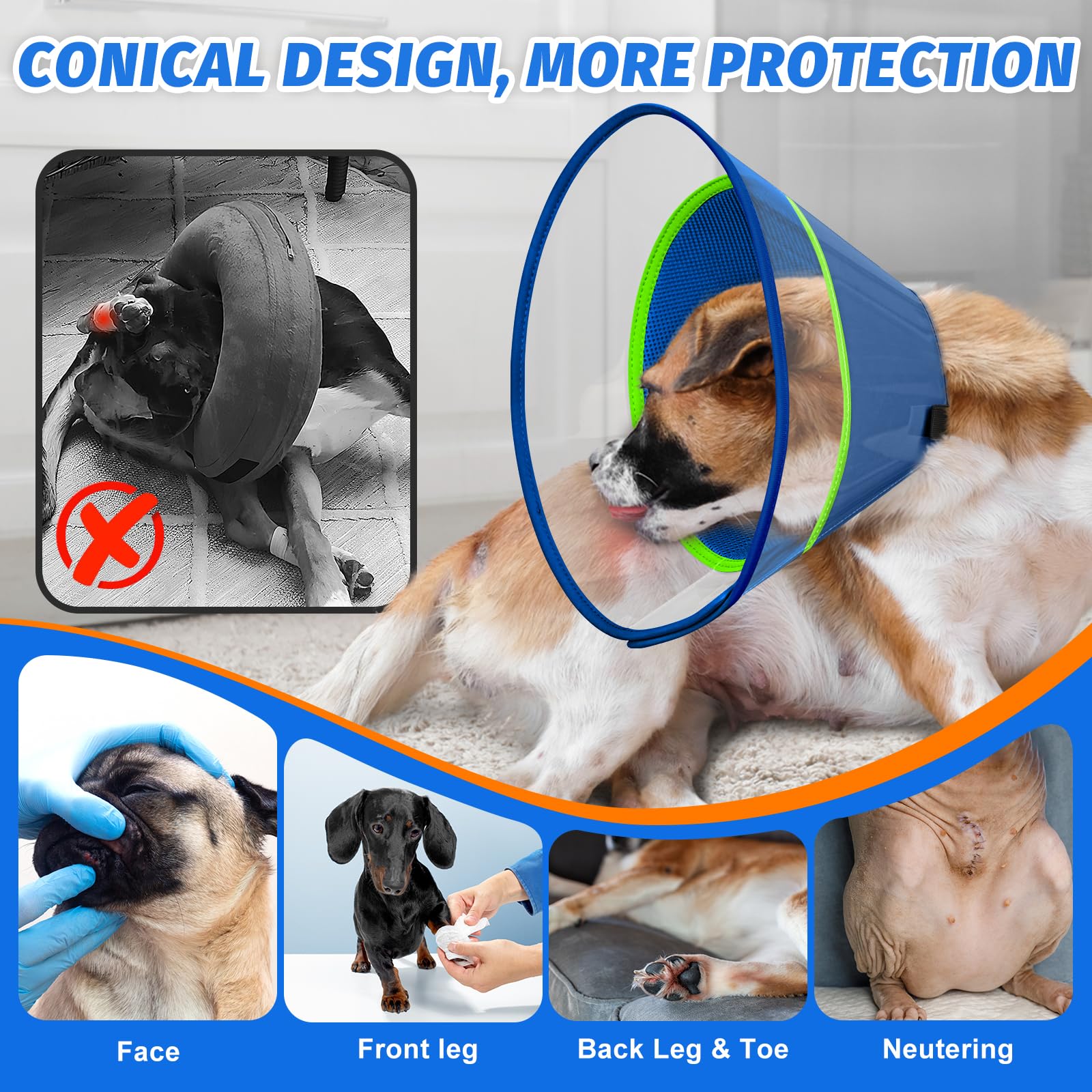 Joypig Elizabeth Recovery Collar with padding demonstrates gentle protection for post-surgery healing.
