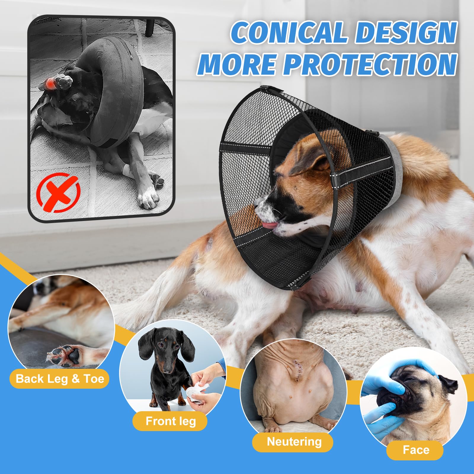 Joypig lightweight-breathable collar keeps neck comfortable while recovering.