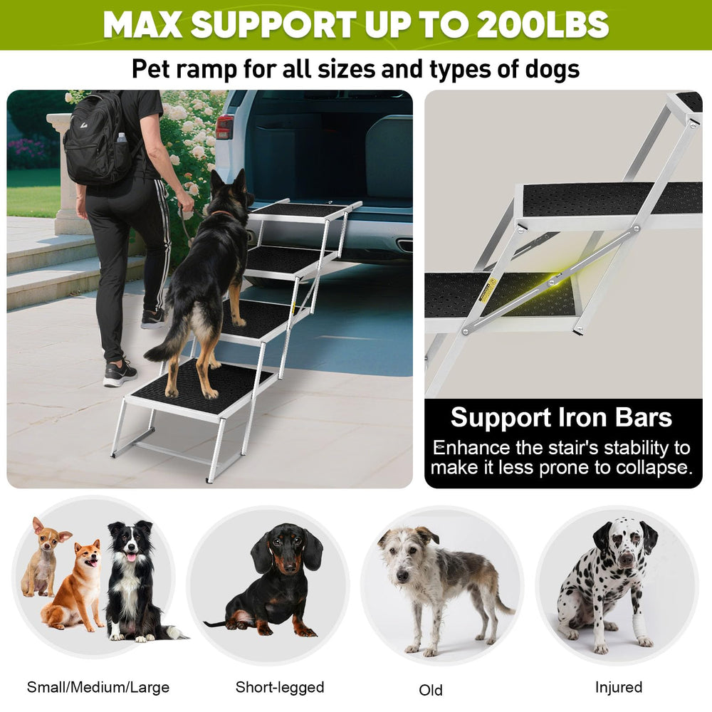 Joyrally aluminium dog ladder with reinforced side bars for stability