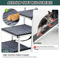 Joyrally dog ramp anti-slip surface provides secure footing on climbs.