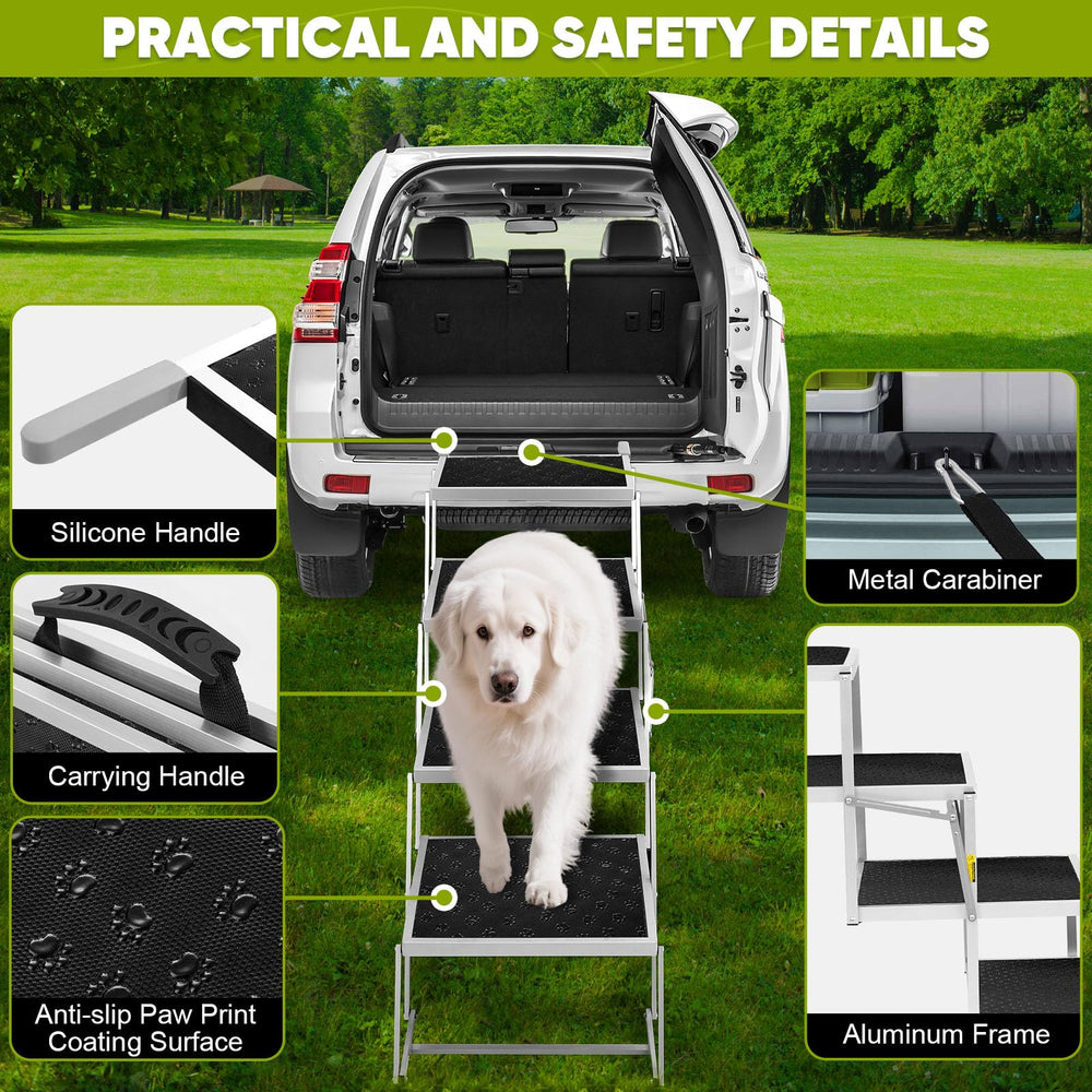 Joyrally dog stairs with non-slip Oxford surface for safe grip