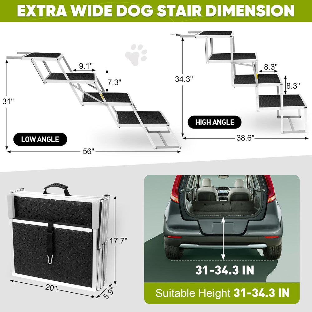 Joyrally extra wide dog stairs setup showing four secure steps