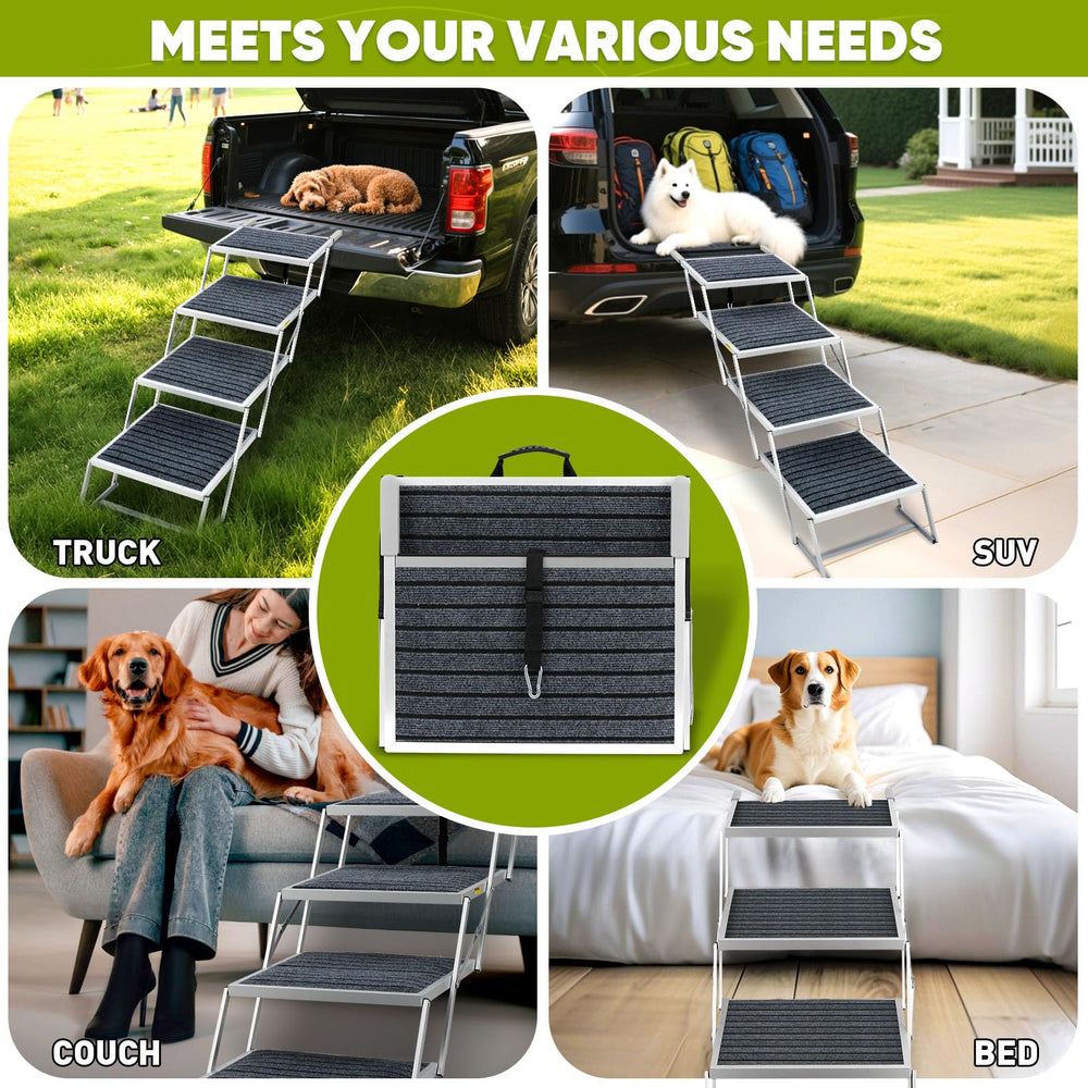 Joyrally portable pet steps fold neatly for trunk storage