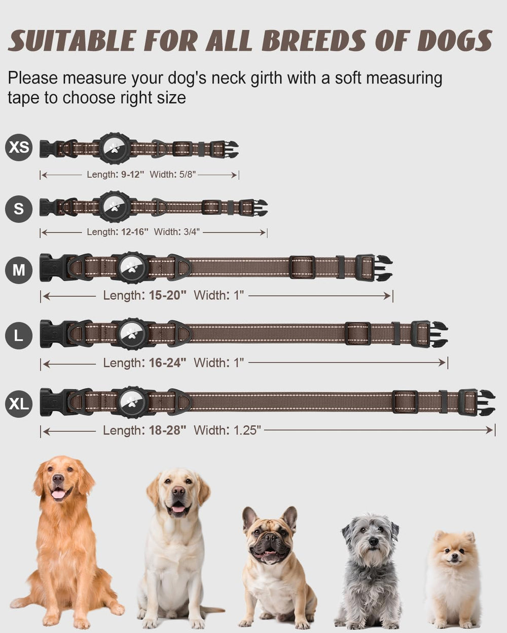 Joytale Airtag dog collar safety buckle prevents accidental release
