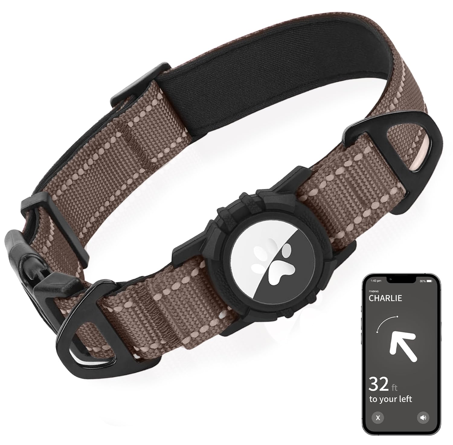 Joytale Airtag dog collar with waterproof holder for reliable outdoor tracking