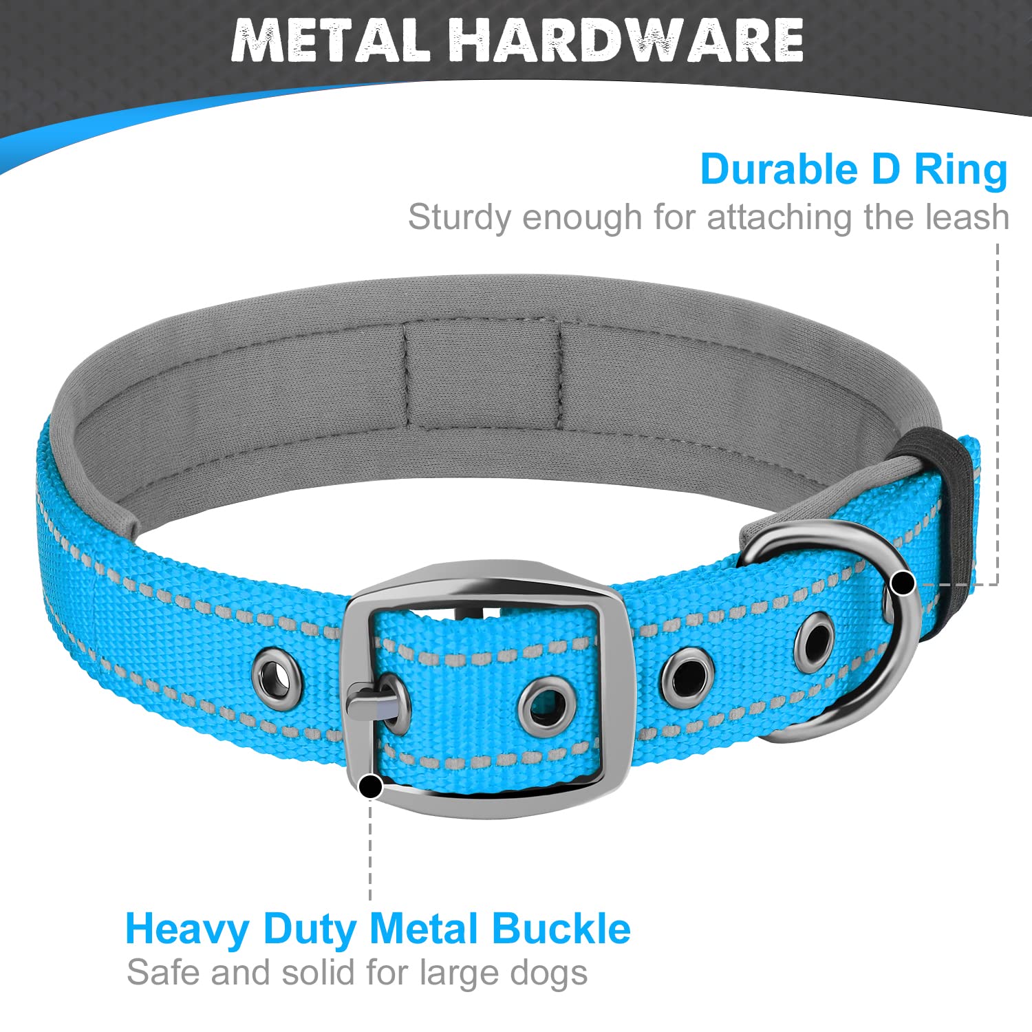 Collar Joytale extralargo con doble costura y refuerzo para mayor durabilidad.