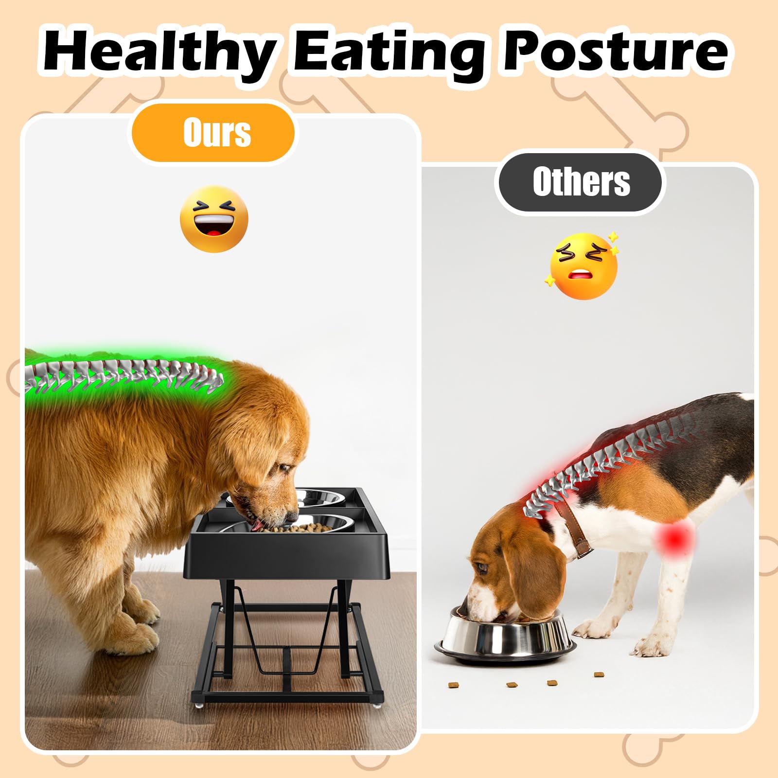 Joytale elevated dog bowls anti-slip design helps keep floors clean during meals.