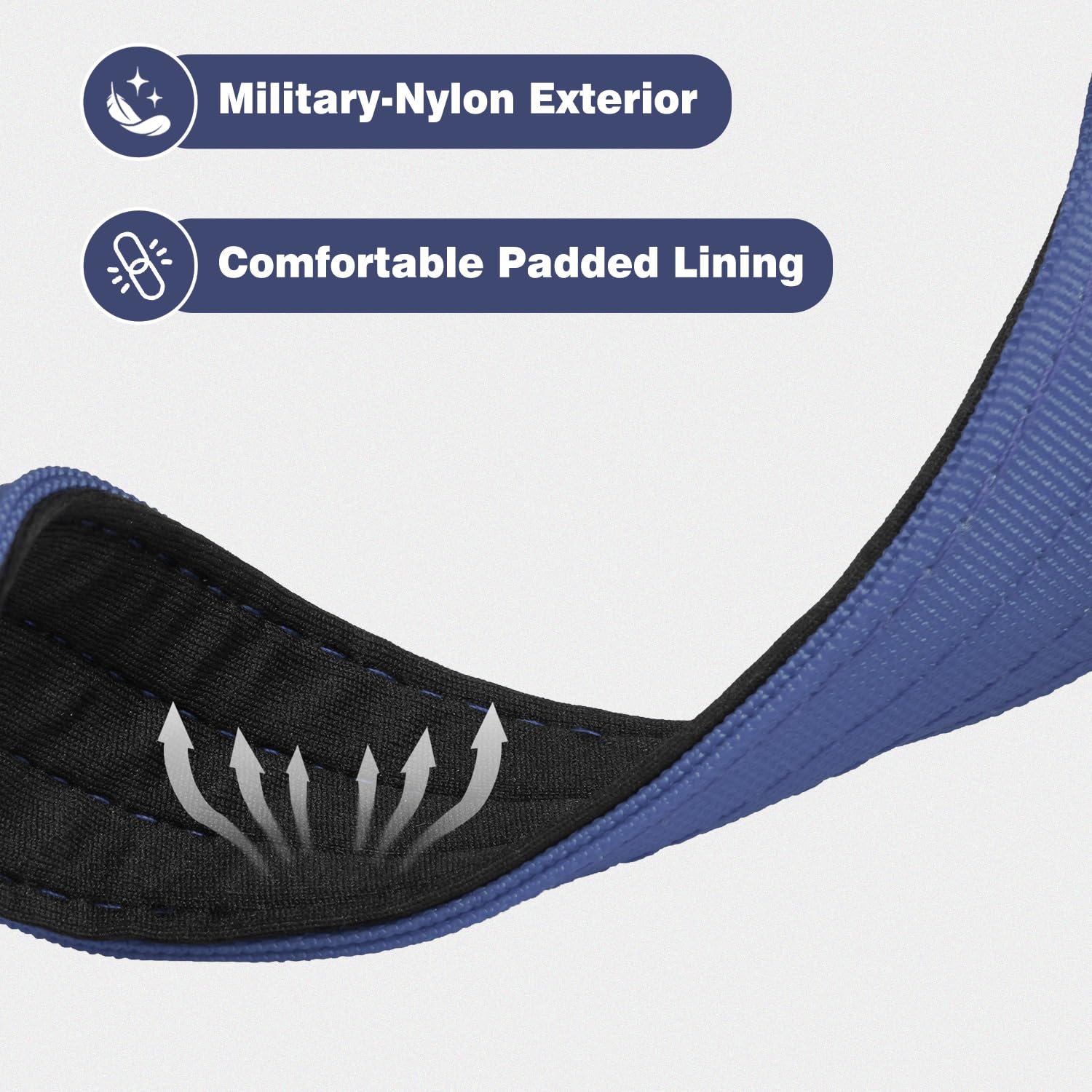 Joytale quick-release buckle collar in navy enables rapid disconnection when needed during training.